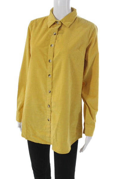 Madison Mathews Womens Basic Yellow Button-Up Cotton Long Sleeve Size S