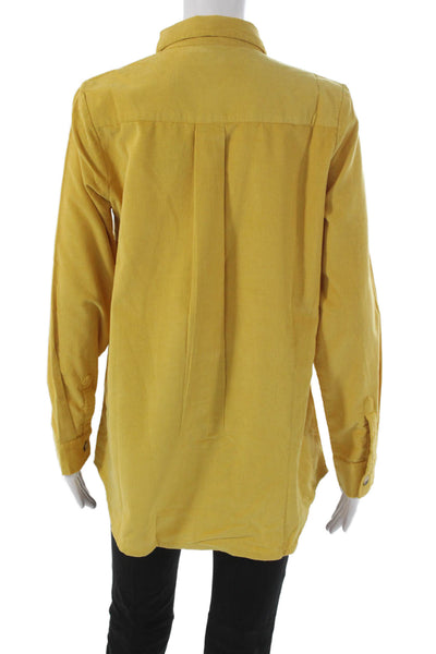 Madison Mathews Womens Basic Yellow Button-Up Cotton Long Sleeve Size S
