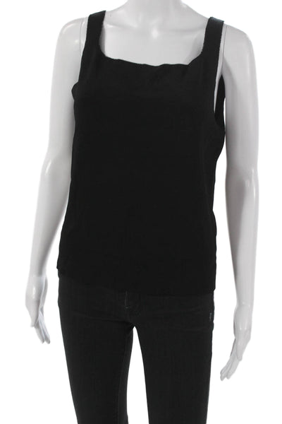 Dana Buchman Women Black Basic Sleeveless Square Neck Tank Size L