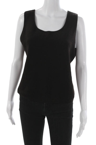 Dana Buchman Women Black Merino Wool Scoop Neck Sleeveless Tank Petite Size L