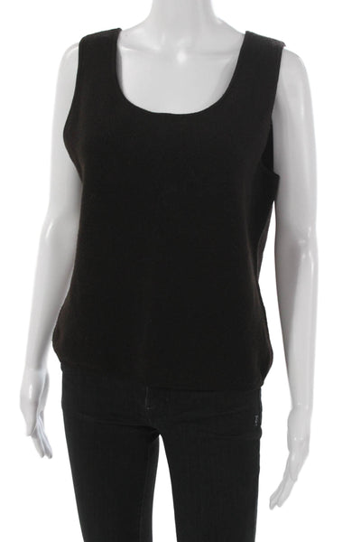 Dana Buchman Women Black Merino Wool Scoop Neck Sleeveless Tank Petite Size L