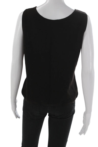 Dana Buchman Women Black Merino Wool Scoop Neck Sleeveless Tank Petite Size L