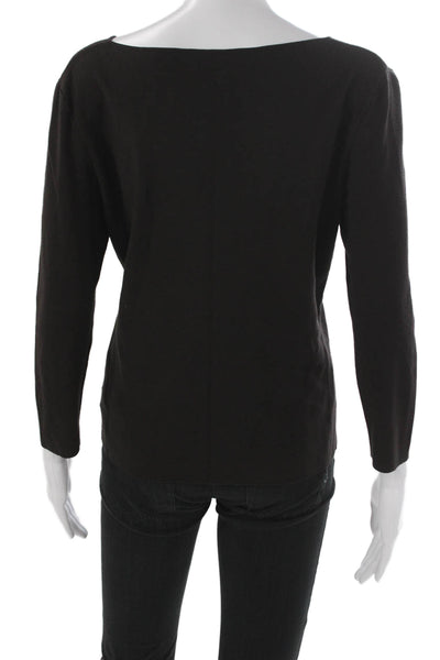 Dana Buchman Women Basic Blouse Brown Scoop Neck 3/4 Sleeve Viscose Size L