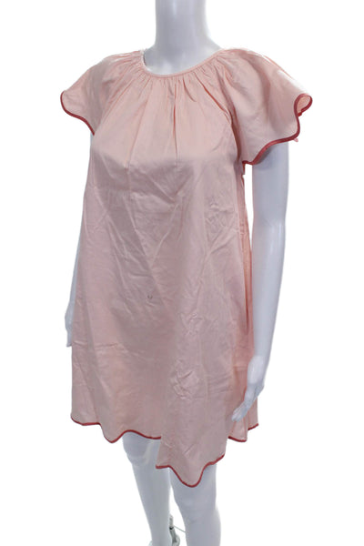 Lake Womens Trapeze Swing Sleepshirt Pink Cotton Short Sleeve Neck Size XS
