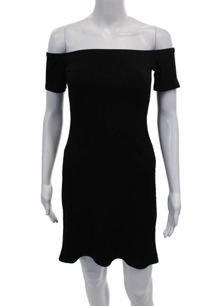 Amour Vert Womens Bodycon Black Off Shoulder Short Sleeve Dress Size S