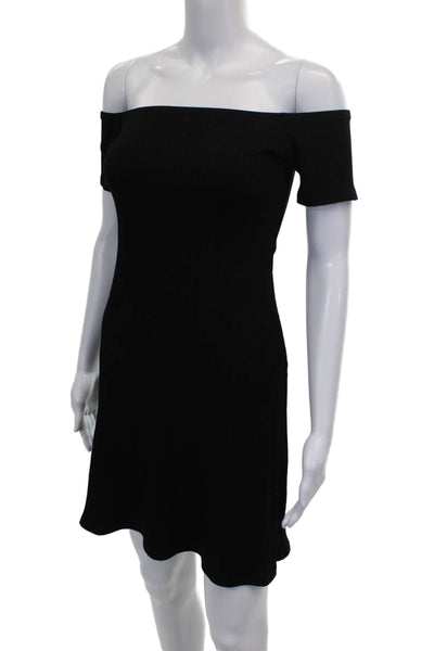 Amour Vert Womens Bodycon Black Off Shoulder Short Sleeve Dress Size S