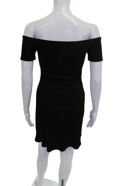 Amour Vert Womens Bodycon Black Off Shoulder Short Sleeve Dress Size S