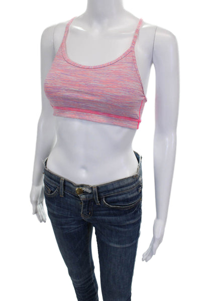 Lululemon Womens Striped Print Mesh Panel Detail Sports Bra Pink Size S