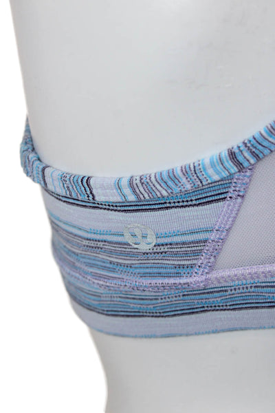 Lululemon Womens Striped Mesh Panel Detail Sports Bra Blue Size S