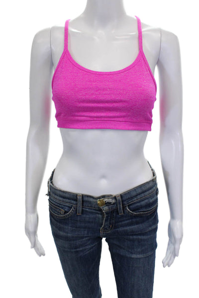 Lululemon Womens Mesh Panel Detail Racerback Sports Bra Neon Pink Size S