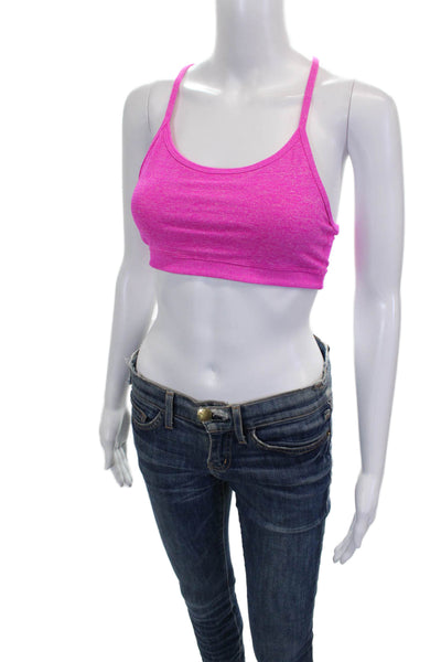 Lululemon Womens Mesh Panel Detail Racerback Sports Bra Neon Pink Size S
