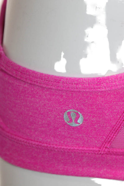 Lululemon Womens Mesh Panel Detail Racerback Sports Bra Neon Pink Size S
