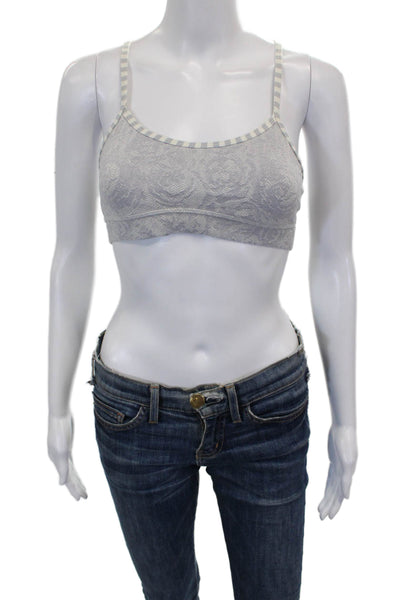 Lululemon Womens Faux Knit Mesh Panel Detail Sports Bra Gray Size S