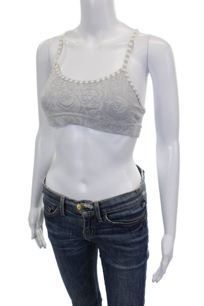 Lululemon Womens Faux Knit Mesh Panel Detail Sports Bra Gray Size S