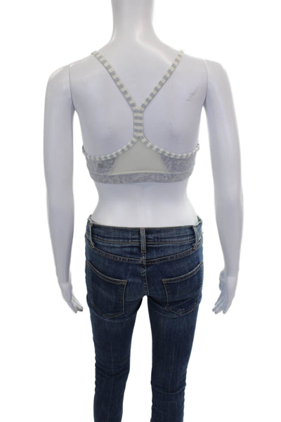 Lululemon Womens Faux Knit Mesh Panel Detail Sports Bra Gray Size S