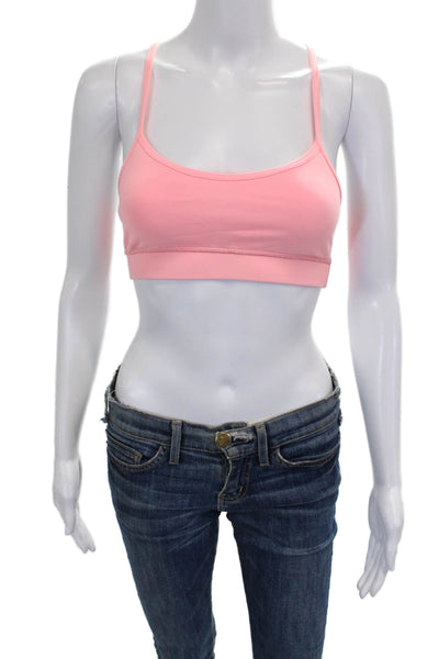 Lululemon Womens Mesh Panel Detail Racerback Sports Bra Salmon Pink Size S
