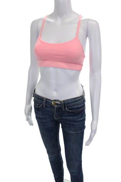 Lululemon Womens Mesh Panel Detail Racerback Sports Bra Salmon Pink Size S