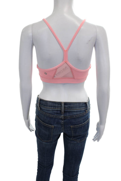 Lululemon Womens Mesh Panel Detail Racerback Sports Bra Salmon Pink Size S