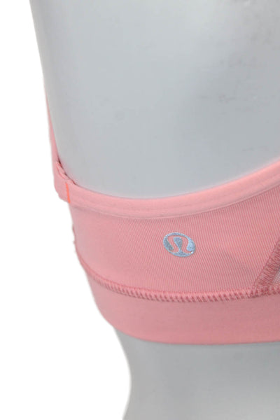 Lululemon Womens Mesh Panel Detail Racerback Sports Bra Salmon Pink Size S