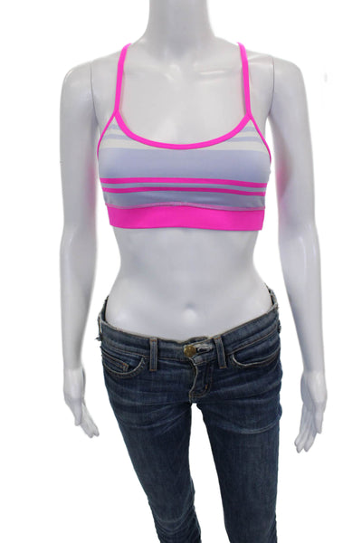 Lululemon Womens Striped Mesh Panel Detail Sports Bra Pink Size S