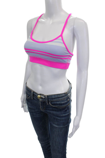 Lululemon Womens Striped Mesh Panel Detail Sports Bra Pink Size S