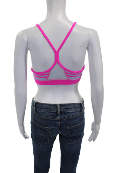 Lululemon Womens Striped Mesh Panel Detail Sports Bra Pink Size S