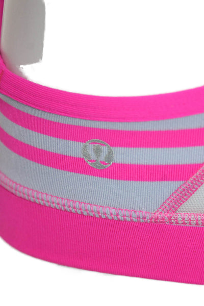 Lululemon Womens Striped Mesh Panel Detail Sports Bra Pink Size S