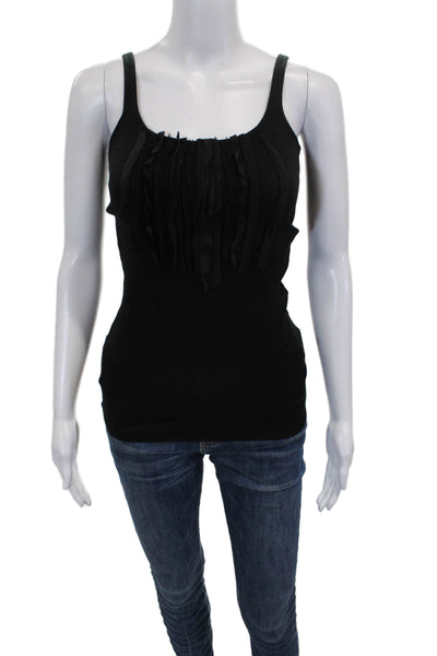 J Crew Womens Scoop Neck Cotton Sleeveless Tank Black Basic Size XS