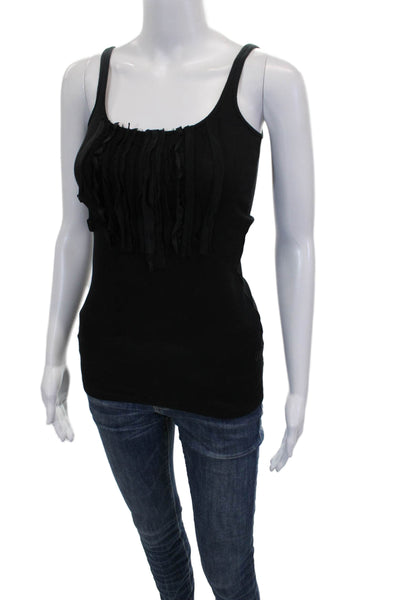 J Crew Womens Scoop Neck Cotton Sleeveless Tank Black Basic Size XS