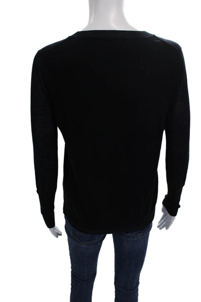 J Crew Women Pullover Sweater Black Crew Neck Long Sleeve 100% Cotton Size XS