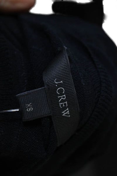 J Crew Women Pullover Sweater Black Crew Neck Long Sleeve 100% Cotton Size XS