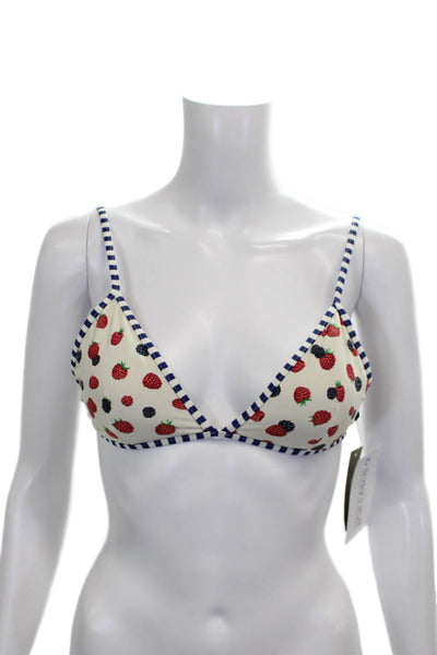 J Crew Women Striped Multicolor Fruit Nylon Bikini Top Size S