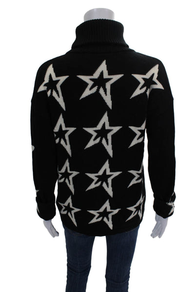 Perfect Moment Womens Black Merino Wool Turtleneck Pullover Stars Size XL