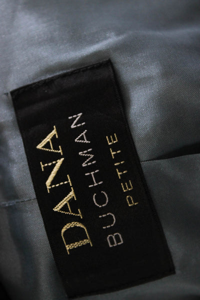 Dana Buchman Womens Silk Gray Basic Jacket Button Long Sleeve Size 12 Petite