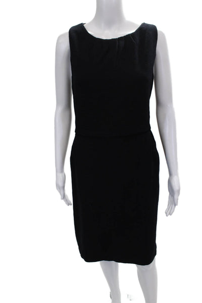 St John Collection Marie Gray Womens Sheath Dress Black Wool Sleeveless Size M