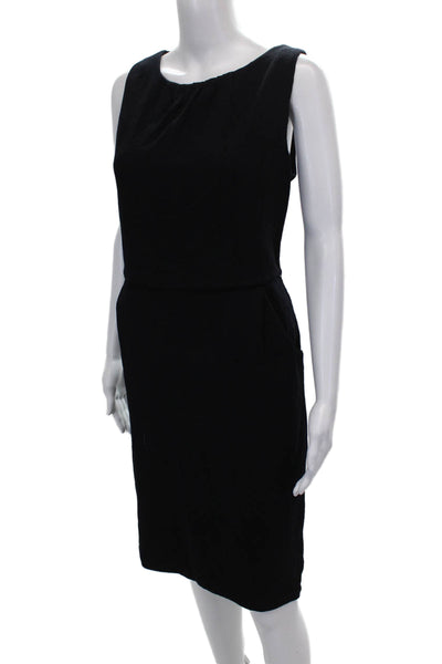 St John Collection Marie Gray Womens Sheath Dress Black Wool Sleeveless Size M