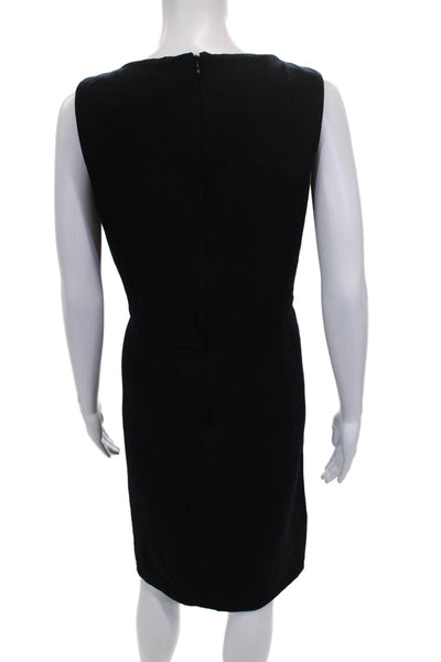 St John Collection Marie Gray Womens Sheath Dress Black Wool Sleeveless Size M