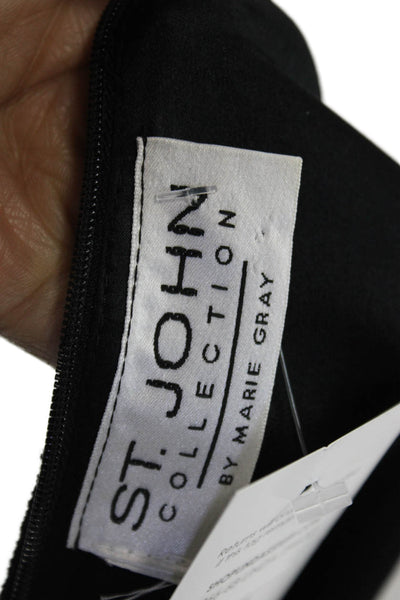 St John Collection Marie Gray Womens Sheath Dress Black Wool Sleeveless Size M
