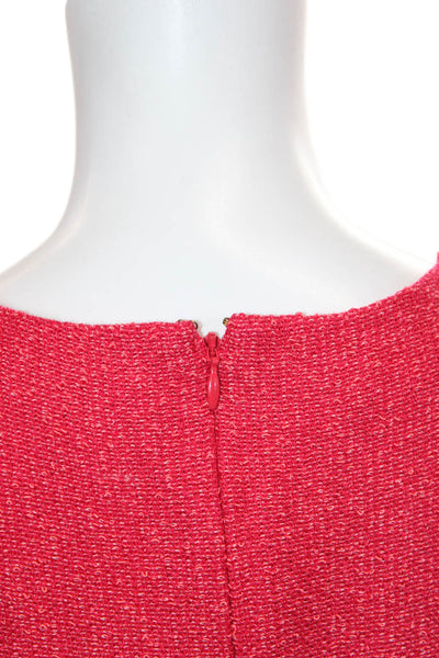 St. John Womens Red Shift Dress Rayon Short Sleeve Mid Calf Zip Size 8