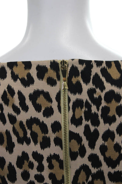 Kate Spade Women Fit & Flare Dress Leopard Rayon Midi 3/4 Sleeve Size 10