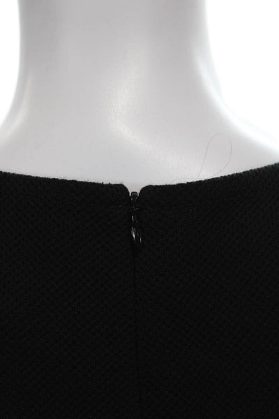 St. John Caviar Women Sheath Dress Black Wool Sleeveless Zip Midcalf Size 4