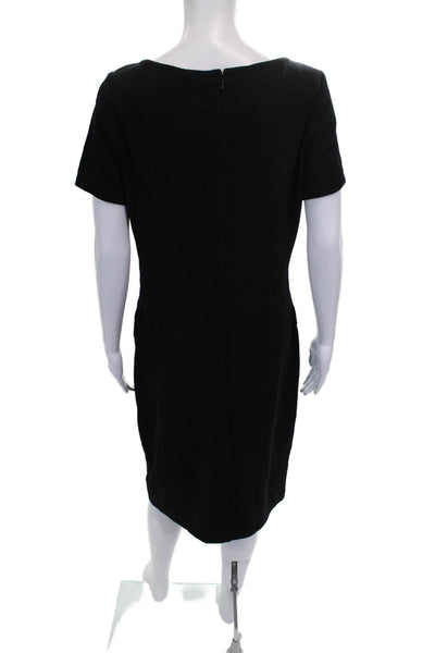 St. John Collection Women Sheath V Neck Short Sleeve Black Midi Dress Size M