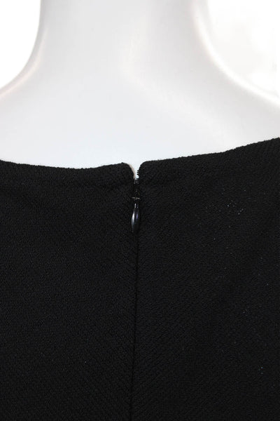 St. John Collection Women Sheath V Neck Short Sleeve Black Midi Dress Size M
