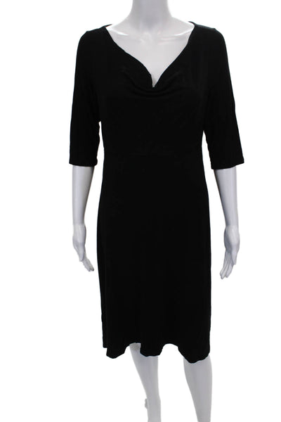 Eileen Fisher Women A-Line Black Cowl Neck Mid-Calf Dress Size S