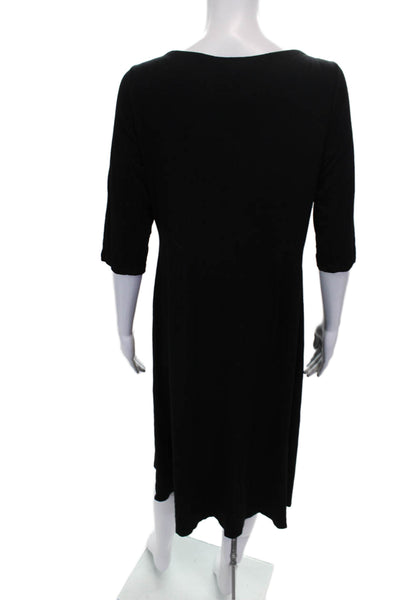 Eileen Fisher Women A-Line Black Cowl Neck Mid-Calf Dress Size S