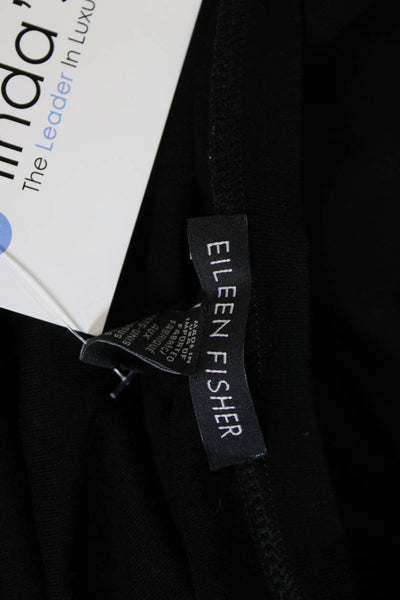 Eileen Fisher Womens Shift Dress Black Boat Neck Half Sleeve Size S