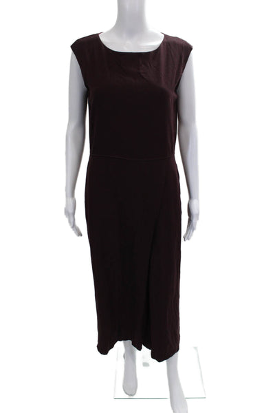 Eileen Fisher Women Purple Sleeveless Jumpsuit Zip Round Neck Petite Size S