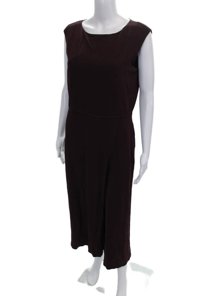 Eileen Fisher Women Purple Sleeveless Jumpsuit Zip Round Neck Petite Size S
