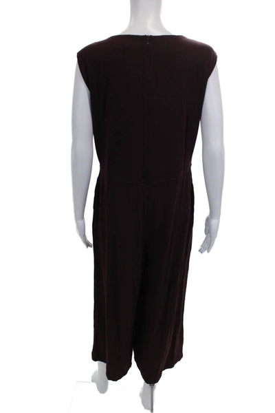 Eileen Fisher Women Purple Sleeveless Jumpsuit Zip Round Neck Petite Size S