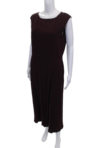 Eileen Fisher Women Purple Viscose Boat Neck Sleeveless Jumpsuit Zip Size PM